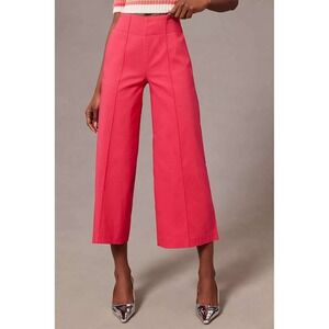 Anthropologie Maeve Pintuck Cropped Wide Leg Pants Trousers Hot Pink 8 Tall Chic
